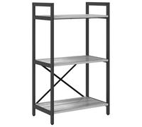 Qnhdfrt Libreria 3 Ripiani Grigio Sonoma 56x34x96 cm Legno Multistrato | Scaffale autoportante moderno con telaio in acciaio per soggiorno, ufficio e studio, ideale per libri e decorazioni.