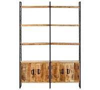Qnhdfrt Libreria 4 Livelli in Legno di Mango Grezzo e Ferro, 124x30x180 cm