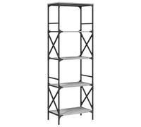 Qnhdfrt Libreria 5 Ripiani Grigio Sonoma 59x35x171 cm Metallo Legno | Mobile scaffale industriale per soggiorno, studio e camera, con piedini regolabili e solido telaio metallico.