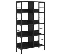 Qnhdfrt Libreria 8 Ripiani Legno Ingegnerizzato e Acciaio, 82x32x144,5 cm | Scaffale autoportante rovere nero con piedini regolabili, ideale per organizzare studio, soggiorno o ufficio.