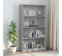 Qnhdfrt Libreria a 4 scomparti, colore grigio, materiale in legno Sonoma, 80 x 24 x 142 cm, sottile, alta, per soggiorno, ufficio, camera da letto, design elegante con molto spazio