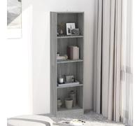 Qnhdfrt Libreria a 4 scomparti, grigio Sonoma sottile, 40 x 24 x 143 cm, in legno con design elegante, per una conservazione versatile in soggiorno, ufficio e altro