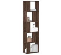 Qnhdfrt Libreria a 5 ripiani, colore marrone, effetto quercia, sottile, 45 x 23,5 x 162,5 cm, per soggiorno, ufficio