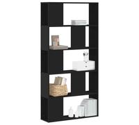 Qnhdfrt Libreria a 5 ripiani, colore nero, sottile, per soggiorno e ufficio, 80,5 x 23,5 x 162,5 cm, materiale in legno con molto spazio