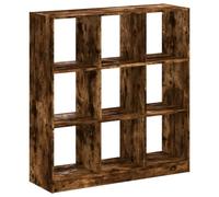 Qnhdfrt Libreria a 9 Scomparti Rovere Fumo 102x32x108 cm Multistrato | Mobile autoportante salvaspazio per soggiorno e ufficio con nove vani quadrati per libri e decorazioni.