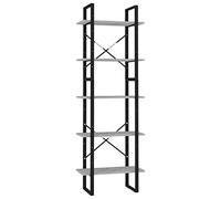 Qnhdfrt Libreria Componibile a 5 Ripiani Grigio Cemento, Set 2 Pezzi