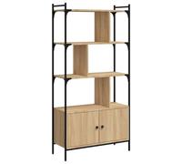 Qnhdfrt Libreria con Ante 76,5x30x154,5 cm Rovere Sonoma e Acciaio | Scaffale divisorio a zigzag per soggiorno e studio, con scomparti a giorno e armadietto salvaspazio.