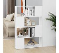 Qnhdfrt Libreria divisoria bianca 80 x 24 x 124,5 cm in legno - Scaffale alto sottile con 4 scomparti per soggiorno, libri e decorazioni
