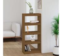 Qnhdfrt Libreria divisoria in legno di pino massello marrone miele 60 x 30 x 135,5 cm sottile alto con 4 scomparti per soggiorno, corridoio e altro ancora