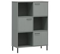 Qnhdfrt Libreria Grigia in Legno Massello e Metallo 90x35x128,5 cm