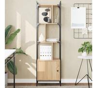 Qnhdfrt Libreria in legno di rovere Sonoma, 44,5 x 30 x 154,5 cm, con anta in acciaio, design moderno a zig-zag, robusta e salvaspazio, per soggiorno, corridoio, ufficio