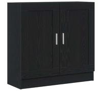 Qnhdfrt Libreria Legno Multistrato Rovere Nero 82.5 x 30.5 x 80 cm | Mobile contenitore con 4 scomparti e 2 ante per organizzare documenti e oggetti decorativi nel soggiorno o studio.