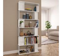Qnhdfrt Libreria moderna divisoria, colore bianco lucido, 80 x 24 x 192 cm, sottile in legno con 18 scomparti per riporre il soggiorno o il corridoio decorazione