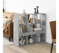 Qnhdfrt Libreria moderna sottile come divisorio, grigio cemento, 100 x 33 x 94,5 cm, in legno con 8 ampi scomparti per riporre il soggiorno e l'ufficio