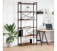 Qnhdfrt Libreria per affumicatura, 80 x 30 x 188 cm, design industriale, scaffale alto in legno con supporti a croce in acciaio, robusti, moderni, per soggiorno, soggiorno, soggiorno, soggiorno, casa