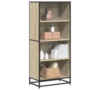 Qnhdfrt Libreria sottile alta in rovere Sonoma, materiale in legno e metallo, 60 x 35 x 139 cm, con 4 scomparti per riporre libri, decorazione in soggiorno, cucina, balcone, robusta e durevole