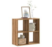 Qnhdfrt Libreria sottile in legno di quercia Artisan, 68,5 x 32 x 68,5 cm, con 4 scomparti, divisorio per soggiorno, ufficio