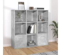 Qnhdfrt Libreria stretta alta grigio cemento 98 x 30 x 98 cm in legno con 7 cubi e 2 ante per soggiorno