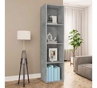 Qnhdfrt Libreria TV grigio cemento legno 36 x 30 x 143 cm con 4 scomparti | Scaffale alto sottile per soggiorno, ufficio, cucina o ripostiglio