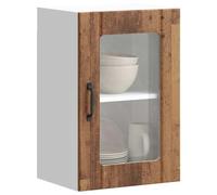 Qnhdfrt Lucca - Armadietto da cucina con anta in vetro, effetto legno anticato, 40 x 31 x 60 cm, per ottimizzare lo spazio e la conservazione decorativa in cucina