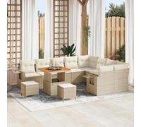 Qnhdfrt Lussuoso set di divani da giardino in rattan sintetico beige con cuscini resistenti alle intemperie, design moderno per terrazza, balcone e giardino