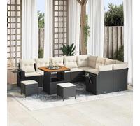 Qnhdfrt Lussuoso set divano da giardino in polyrattan sintetico nero con cuscini resistenti alle intemperie per terrazza e balcone
