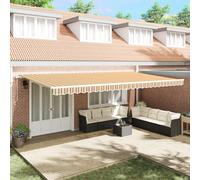 Qnhdfrt Marcatura automatica del braccio snodato 600 x 350 cm giallo grigio bianco a righe protezione solare per balcone terrazza giardino superficie opaca poliestere esterno