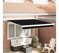 Qnhdfrt Marchetto articolato retrattile manuale, nero, 300 x 250 cm, in poliestere resistente ai raggi UV, per un'efficace protezione solare su balcone, terrazza e giardino