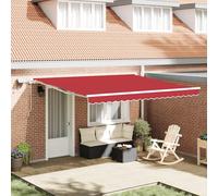 Qnhdfrt Marchietto manuale con braccio articolato con LED rosso, 400 x 350 cm, protezione solare allungabile per balcone e terrazza, in poliestere di alta qualità