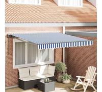 Qnhdfrt Marchietto snodato 350 x 250 cm blu bianco parasole retrattile in robusto tessuto tenda impermeabile manuale per balcone terrazza giardino