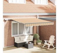 Qnhdfrt Marchigia manuale retrattile con striscia luminosa a LED, 300 x 250 cm, colore giallo, a righe in robusto poliestere, per un'efficace protezione solare su terrazza e giardino