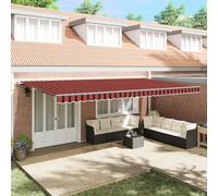 Qnhdfrt Marchina per braccio articolato retrattile automatico, arancione, marrone, 600 x 300 cm, rettangolare, con motivo a strisce, per balcone, terrazza, giardino, protezione solare