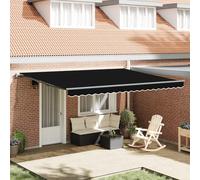 Qnhdfrt Marchina per braccio articolato retrattile automatico, nero, 450 x 300 cm, resistente ai raggi UV, opaca, per protezione solare su balcone, terrazza, giardino