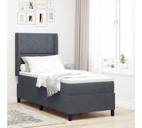 Qnhdfrt Materasso a molle insacchettate, grigio scuro, 80 x 200 cm, con rivestimento in velluto e design a blocchi di diamanti, supporto medio per un sonno riposante, materasso singolo con topper per