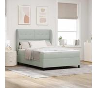 Qnhdfrt Materasso a molle insacchettate in velluto, 140 x 190 cm, grigio chiaro, con testiera per camera da letto, comfort e scarico della pressione per chi dorme sul fianco e sulla schiena