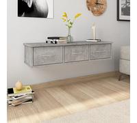Qnhdfrt Mensola da parete con 3 cassetti, grigio cemento, 88 x 26 x 18,5 cm, in legno, design sospeso, per corridoio, soggiorno, bagno, soluzione di archiviazione