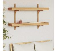 Qnhdfrt Mensola da parete in bambù, 100 x 26 x 60 cm, marrone, libreria con ripiano, montaggio a parete, design moderno, sottile, per soggiorno, corridoio, camera da letto