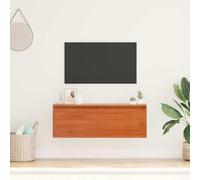 Qnhdfrt Mensola da parete marrone cera, 100 x 30 x 35 cm, in legno massello con anta girevole, salvaspazio, per soggiorno, ufficio, cucina