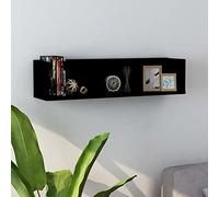Qnhdfrt Mensola da parete per CD, colore nero, in legno, 75 x 18 x 18 cm, sottile, con 3 scomparti per riporre la musica