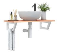 Qnhdfrt Mensola per lavabo da parete con supporto in acciaio massiccio, rovere chiaro, 80 x 40 x 2 cm, robusta, durevole, salvaspazio, per il bagno