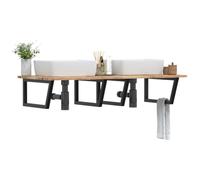 Qnhdfrt Mensola per lavabo, montaggio a parete, 120 x 60 cm, in legno di acacia e acciaio, supporto trapezoidale, portata 100 kg, moderna credenza per bagno, bagno per ospiti e corridoio