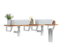 Qnhdfrt Mensola per lavabo, montaggio a parete, 160 x 40 cm, in legno di acacia e acciaio, moderna, portata fino a 100 kg, salvaspazio, per creme, asciugamani da bagno