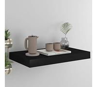 Qnhdfrt Mensola sospesa da parete, colore nero, 40 x 23 x 3,8 cm, MDF con telaio in metallo e sistema di fissaggio invisibile per libri, decorazioni e oggetti da collezione in soggiorno, bagno o
