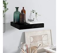 Qnhdfrt Mensola sospesa nera lucida, 23 x 23,5 x 3,8 cm, con sistema di montaggio invisibile, per libri, oggetti da collezione in soggiorno, bagno, cucina