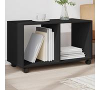 Qnhdfrt Mobile a rotelle nero in legno 72 x 33 x 42,5 cm con ruote per interni ed esterni, piccolo tavolino portaoggetti per bevande, riviste, decorazione