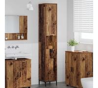 Qnhdfrt Mobile alto da bagno in legno vecchio, 31,5 x 33 x 190 cm, in materiale di legno, altezza salvaspazio con 2 ante e 1 cassetto, moderno mobile da bagno per piccoli bagni, corridoi e WC degli