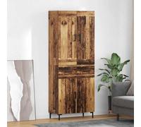 Qnhdfrt Mobile alto in legno vecchio 69,5 x 34 x 180 cm, con 2 cassetti e 4 ante, robusto materiale in legno effetto vintage, salva spazio, cucina, sala da pranzo, corridoio, soggiorno