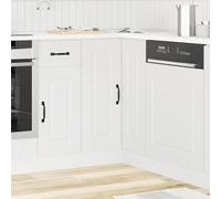 Qnhdfrt Mobile angolare da cucina bianco in legno con piedini regolabili, 75,5 x 75,5 x 81,5 cm, grande spazio per stoviglie e pentole, serie Kalmar per ottimizzare lo spazio