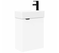 Qnhdfrt Mobile Bagno con Lavabo Ceramica e Rubinetto Nero 45,5x22,5 cm | Armadietto salvaspazio a parete per bagno degli ospiti, completo di lavandino e scarico push-open.