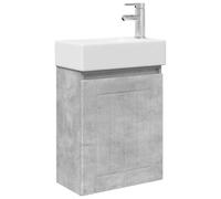 Qnhdfrt Mobile Bagno con Lavabo e Rubinetto Grigio Cemento 45,5x25,5x84 cm | Armadietto sospeso salvaspazio per toilette e bagno ospiti, completo di lavandino in ceramica.